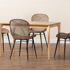 Baxton Studio Sabelle Japandi Natural Brown Finished Wood and Greywashed Rattan 5-Piece Dining Set