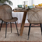 bali & pari Sabelle Japandi Greywashed Rattan and Black Metal 2-Piece Dining Chair Set