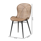 bali & pari Sabelle Japandi Greywashed Rattan and Black Metal 2-Piece Dining Chair Set