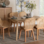 Baxton Studio Emmali Modern Bohemian Natural Brown Finished Wood and Rattan 7-Piece Dining Set