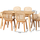 Baxton Studio Emmali Modern Bohemian Natural Brown Finished Wood and Rattan 7-Piece Dining Set