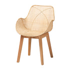 Baxton Studio Emmali Modern Bohemian Natural Brown Finished Wood and Rattan 7-Piece Dining Set