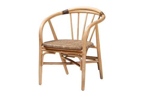 bali & pari Kyoto Modern Bohemian Natural Brown Rattan Dining Chair