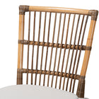 bali & pari Kim Modern Bohemian White Fabric and Natural Brown Rattan Dining Chair