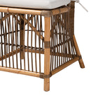 bali & pari Kim Modern Bohemian White Fabric and Natural Brown Rattan Dining Chair