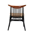 bali & pari Parthenia Mid-Century Modern Two-Tone Black and Walnut Brown Finished Mahogany Wood and Natural Rattan Dining Chair