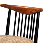 bali & pari Parthenia Mid-Century Modern Two-Tone Black and Walnut Brown Finished Mahogany Wood and Natural Rattan Dining Chair