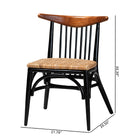 bali & pari Parthenia Mid-Century Modern Two-Tone Black and Walnut Brown Finished Mahogany Wood and Natural Rattan Dining Chair