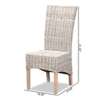 bali & pari Trianna Rustic Transitional Whitewashed Rattan and Natural Brown Finished Wood Dining Chair