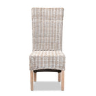 bali & pari Trianna Rustic Transitional Whitewashed Rattan and Natural Brown Finished Wood Dining Chair
