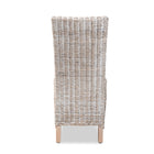 bali & pari Trianna Rustic Transitional Whitewashed Rattan and Natural Brown Finished Wood Dining Chair