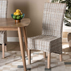 bali & pari Trianna Rustic Transitional Whitewashed Rattan and Natural Brown Finished Wood Dining Chair