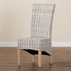 bali & pari Trianna Rustic Transitional Whitewashed Rattan and Natural Brown Finished Wood Dining Chair