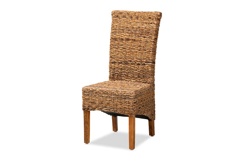 bali & pari Trianna Rustic Transitional Natural Seagrass and Brown Finished Wood Dining Chair
