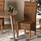 bali & pari Trianna Rustic Transitional Natural Seagrass and Brown Finished Wood Dining Chair