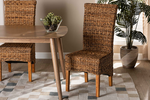 bali & pari Trianna Rustic Transitional Natural Seagrass and Brown Finished Wood Dining Chair