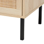 Baxton Studio Caterina Mid-Century Modern Transitional Natural Brown Finished Wood and Natural Rattan 1-Door End Table