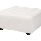 Baxton Studio Athena Modern and Contemporary Ivory Boucle Upholstered and Black Finished Wood Square Ottoman