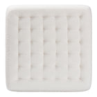 Baxton Studio Athena Modern and Contemporary Ivory Boucle Upholstered and Black Finished Wood Square Ottoman