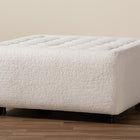 Baxton Studio Athena Modern and Contemporary Ivory Boucle Upholstered and Black Finished Wood Square Ottoman