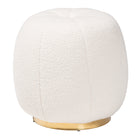 Baxton Studio Raelynn Modern and Contemporary Ivory Boucle Upholstered and Gold Metal Ottoman