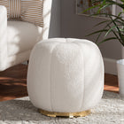 Baxton Studio Raelynn Modern and Contemporary Ivory Boucle Upholstered and Gold Metal Ottoman