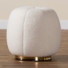 Baxton Studio Raelynn Modern and Contemporary Ivory Boucle Upholstered and Gold Metal Ottoman