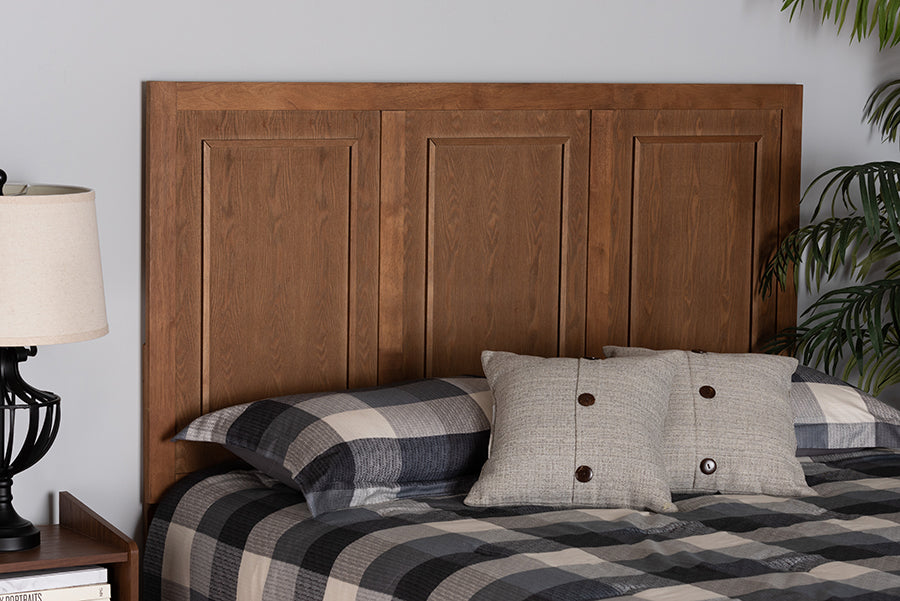 Baxton Studio Giordano Classic and Traditional Ash Walnut Finished Wood Queen Size Headboard