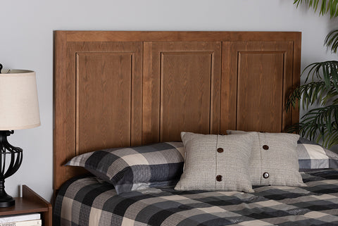 Baxton Studio Giordano Classic and Traditional Ash Walnut Finished Wood Queen Size Headboard