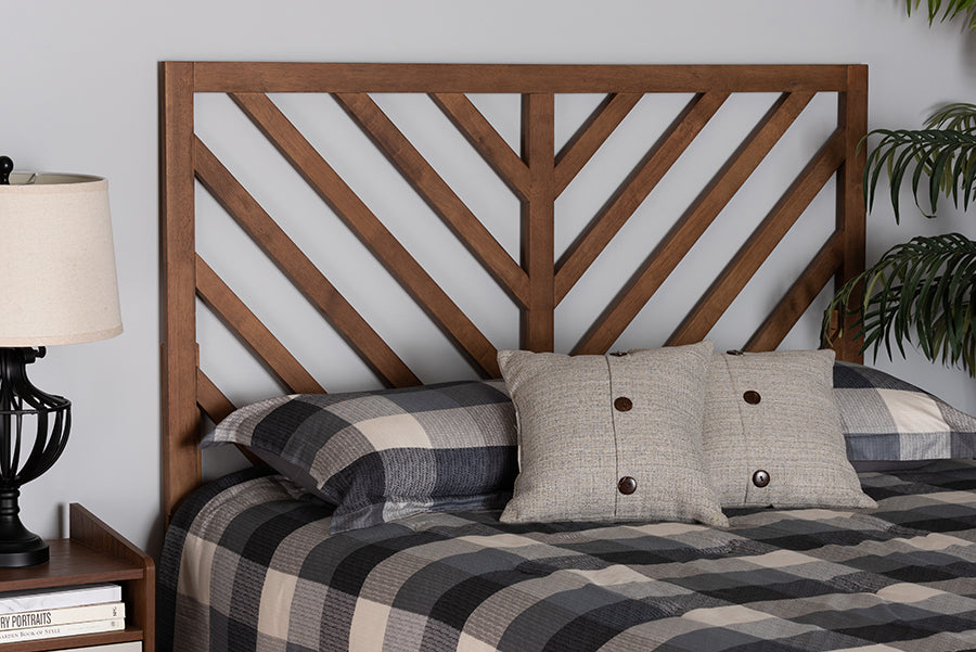 Baxton Studio Belisma Modern and Contemporary Ash Walnut Finished Wood Queen Size Headboard