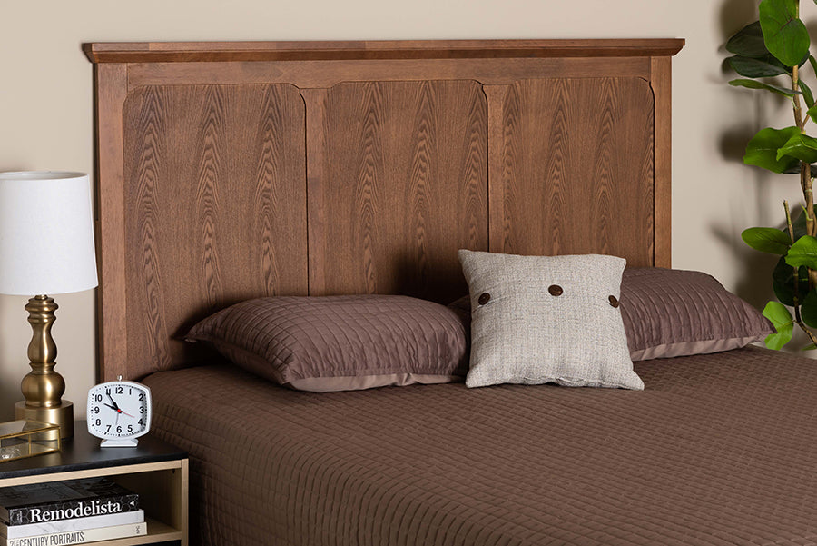 Baxton Studio Alarice Classic and Traditional Ash Walnut Finished Wood Queen Size Headboard