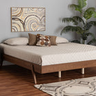 Baxton Studio Sarita Mid-Century Modern Ash Walnut Finished Wood Queen Size Bed Frame