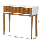 bali & pari Odile Mid-Century Modern Two-Tone Natural Brown and White Bayur Wood 1-Drawer Console Table