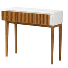 bali & pari Odile Mid-Century Modern Two-Tone Natural Brown and White Bayur Wood 1-Drawer Console Table