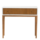 bali & pari Odile Mid-Century Modern Two-Tone Natural Brown and White Bayur Wood 1-Drawer Console Table