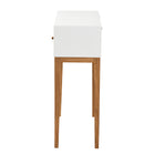 bali & pari Odile Mid-Century Modern Two-Tone Natural Brown and White Bayur Wood 1-Drawer Console Table