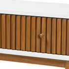 bali & pari Odile Mid-Century Modern Two-Tone Natural Brown and White Bayur Wood 1-Drawer Console Table