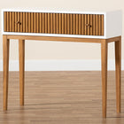bali & pari Odile Mid-Century Modern Two-Tone Natural Brown and White Bayur Wood 1-Drawer Console Table