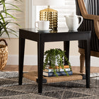 bali & pari Freya Modern Bohemian Black Finished Bayur Wood End Table