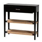 bali & pari Freya Modern Bohemian Black Finished Bayur Wood 1-Drawer Console Table