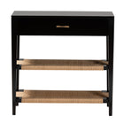 bali & pari Freya Modern Bohemian Black Finished Bayur Wood 1-Drawer Console Table