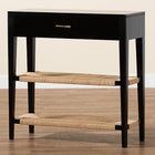 bali & pari Freya Modern Bohemian Black Finished Bayur Wood 1-Drawer Console Table