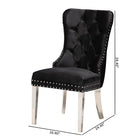 Baxton Studio Honora Contemporary Glam and Luxe Black Velvet Fabric and Silver Metal 2-Piece Dining Chair Set