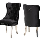 Baxton Studio Honora Contemporary Glam and Luxe Black Velvet Fabric and Silver Metal 2-Piece Dining Chair Set