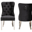 Baxton Studio Honora Contemporary Glam and Luxe Black Velvet Fabric and Silver Metal 2-Piece Dining Chair Set