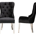 Baxton Studio Honora Contemporary Glam and Luxe Black Velvet Fabric and Silver Metal 2-Piece Dining Chair Set