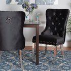 Baxton Studio Honora Contemporary Glam and Luxe Black Velvet Fabric and Silver Metal 2-Piece Dining Chair Set