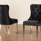 Baxton Studio Honora Contemporary Glam and Luxe Black Velvet Fabric and Silver Metal 2-Piece Dining Chair Set