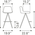 Zuo Aki Barstool (Set of 2) White & Walnut