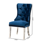 Baxton Studio Honora Contemporary Glam and Luxe Navy Blue Velvet Fabric and Silver Metal 2-Piece Dining Chair Set